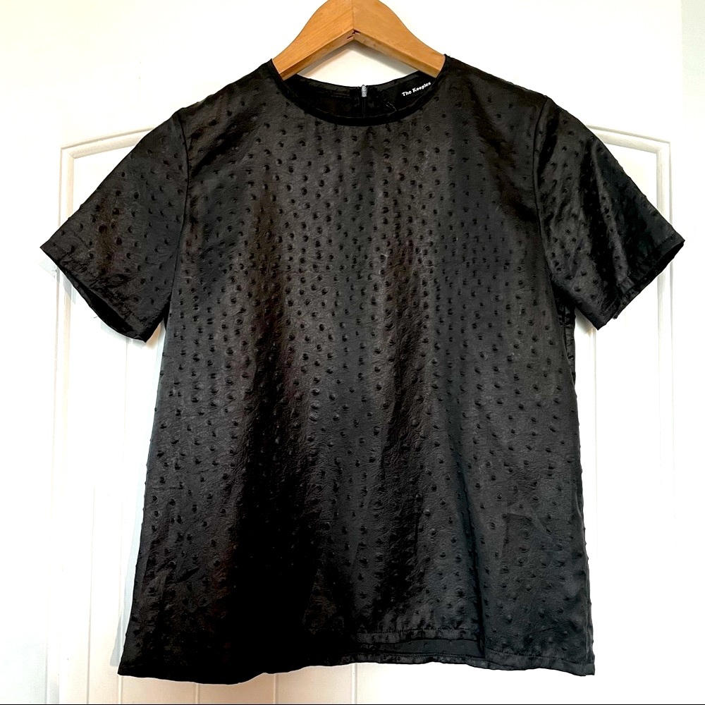 THE KOOPLES black ostrich satin top